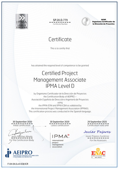 Certified Project Management Associate IPMA Level D Certified Project Management Associate IPMA Level D